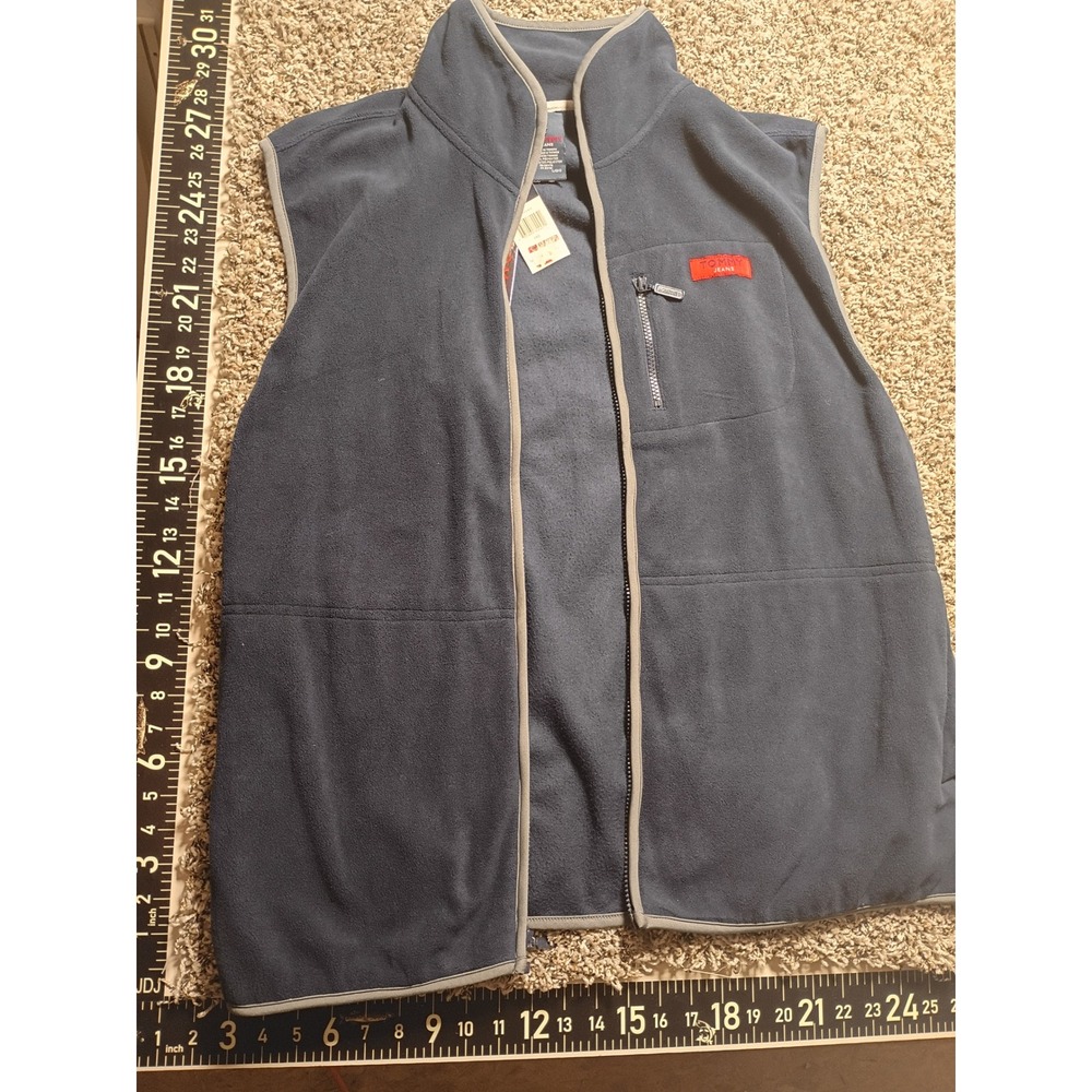 Tommy Jeans Mens Fleece Vest Navy Blue Full Zip Sleeveless Jacket Large NWT